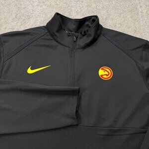 Atlanta Hawks Nike 1/4 Zip Pullover Men L Black DRI-FIT Long Sleeve Lightweight